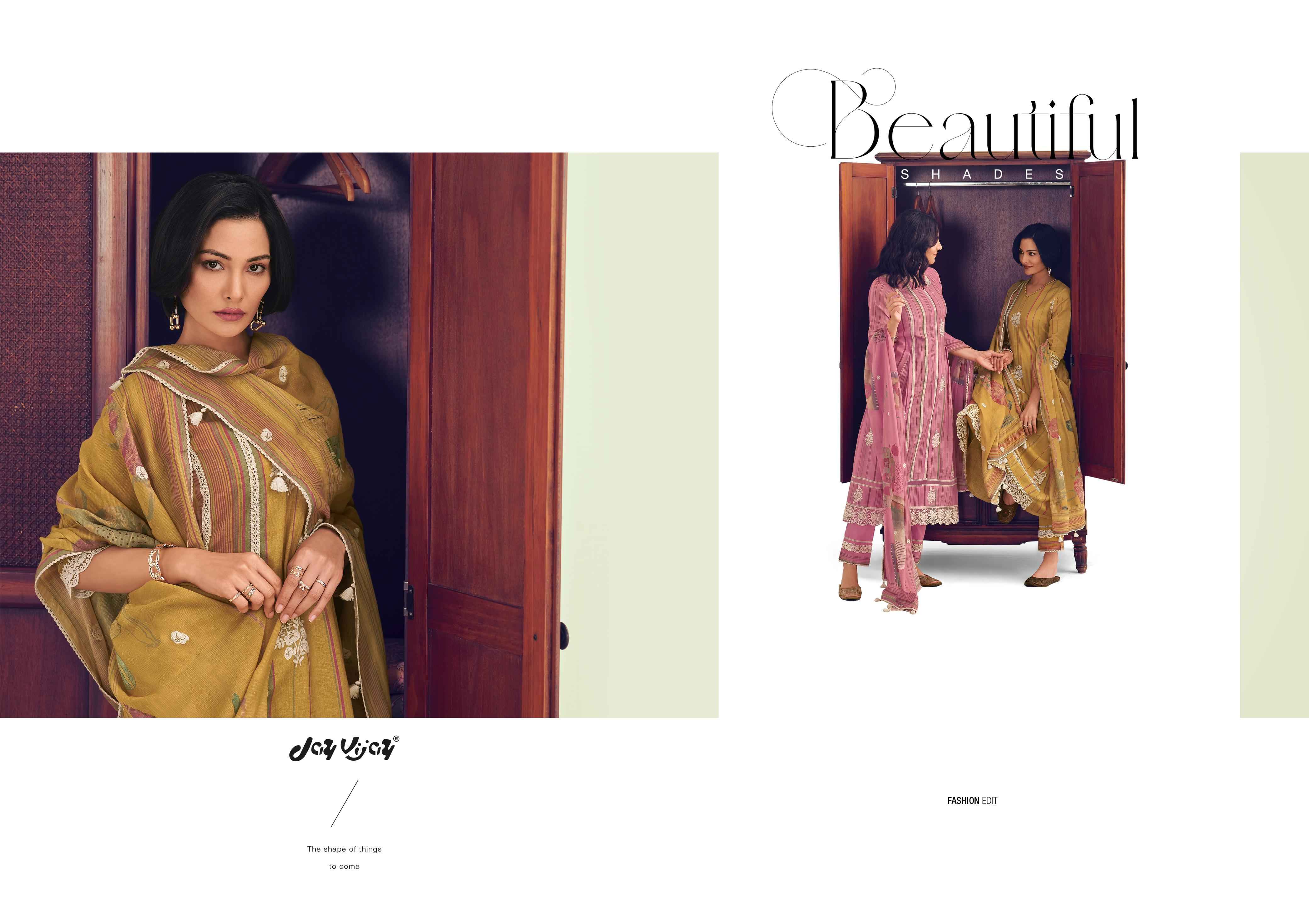 Jay Vijay Ladli Pure Linen Digital Print Dress Material (5 Pc Catalouge))