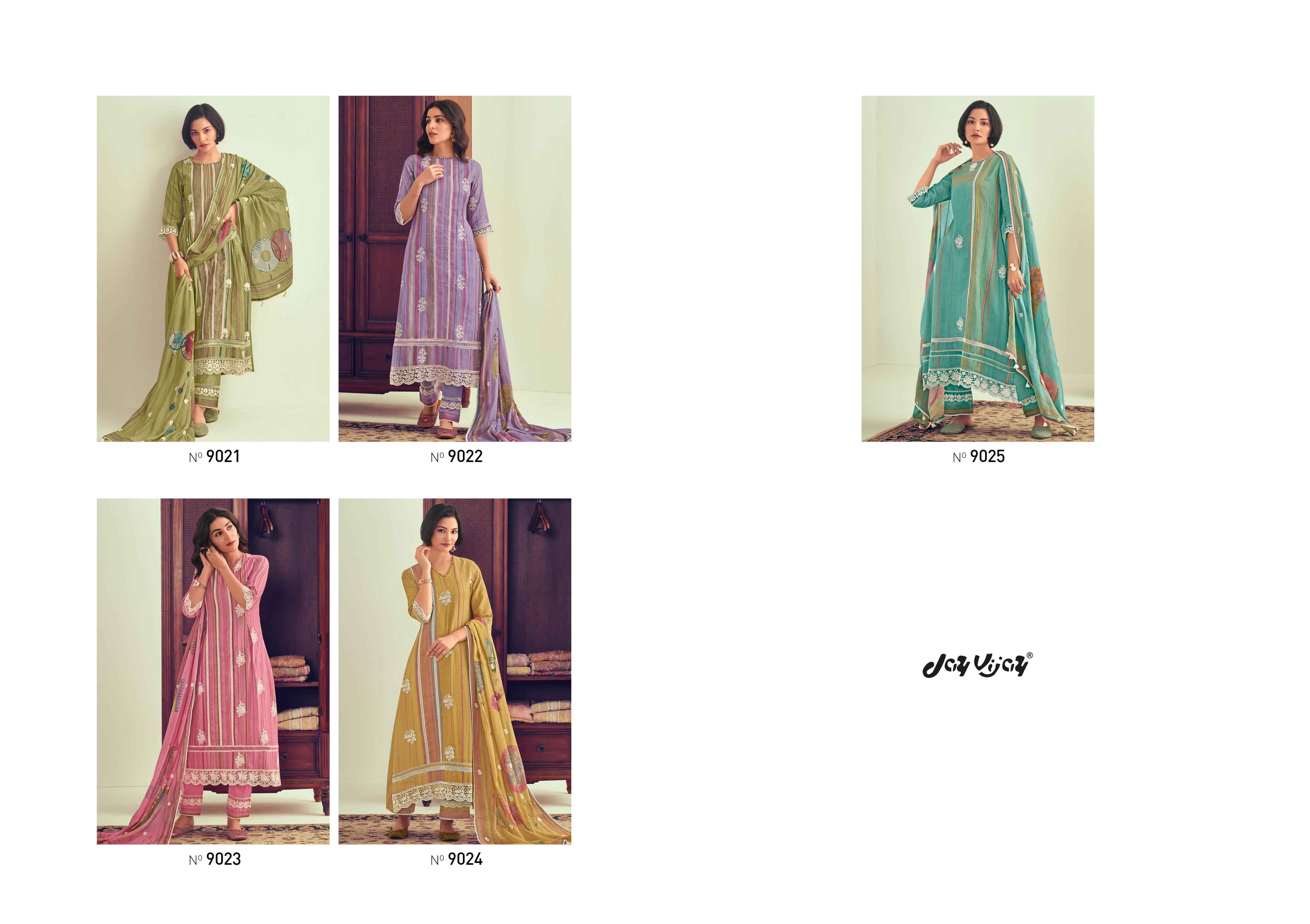 Jay Vijay Ladli Pure Linen Digital Print Dress Material (5 Pc Catalouge))