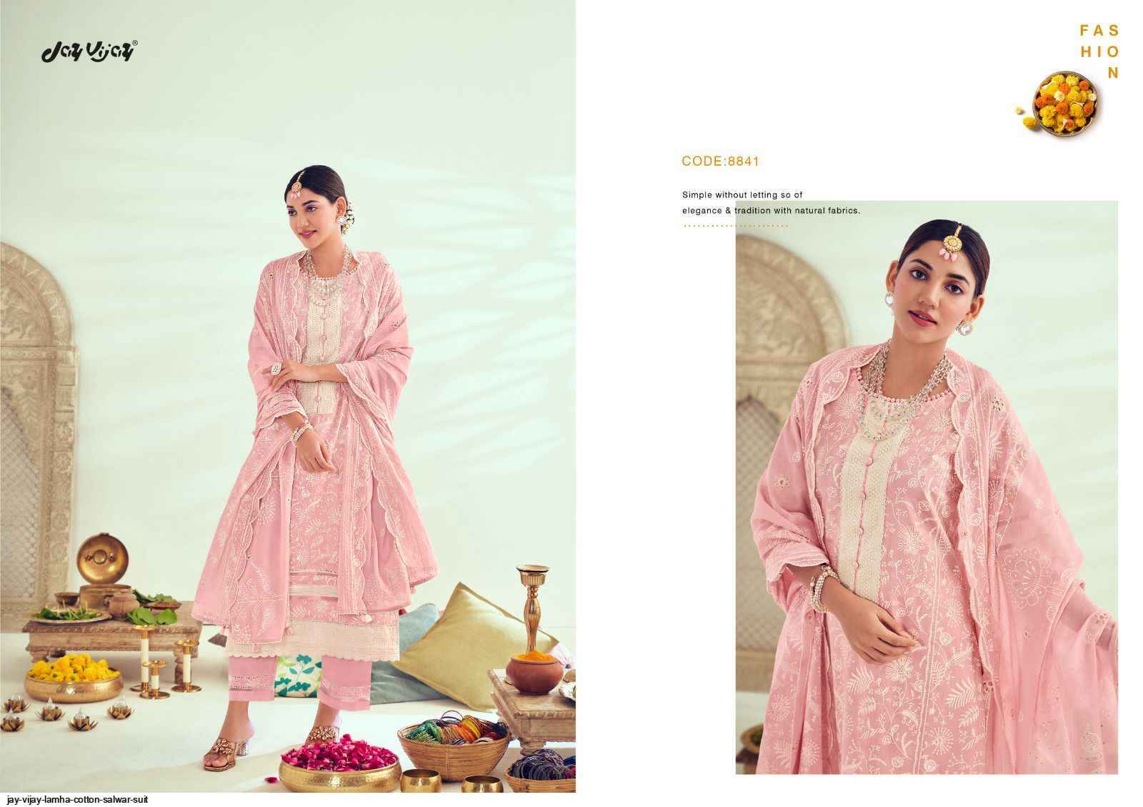 Jay Vijay Lamha Cotton Dress Material 6 pcs Catalogue