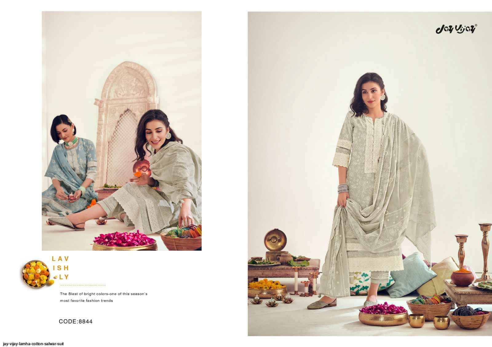 Jay Vijay Lamha Cotton Dress Material 6 pcs Catalogue