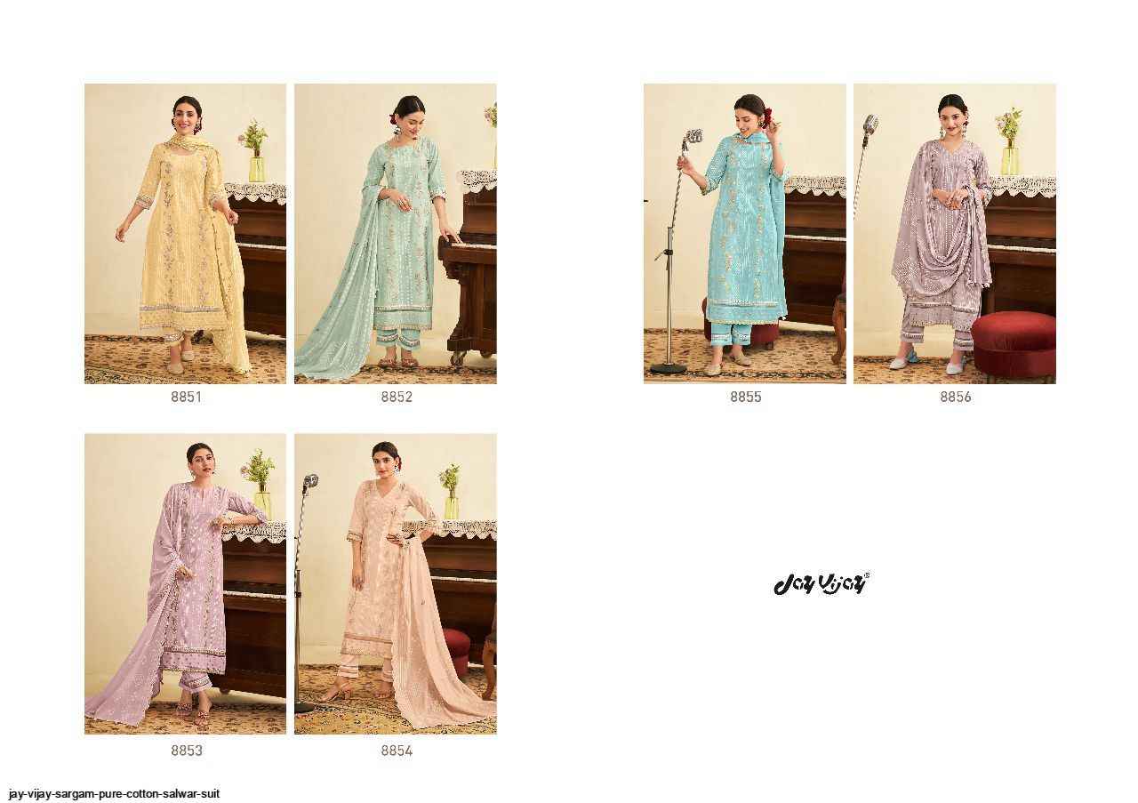 Jay Vijay Sargam Cotton Dress Material 6 pcs Catalogue