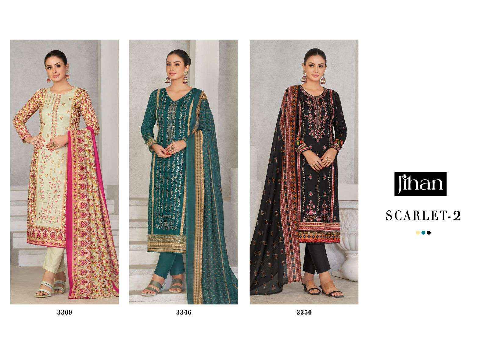 Jihan Scarlet Vol 2 Lawn Cotton Dress Material 3 pcs Catalogue