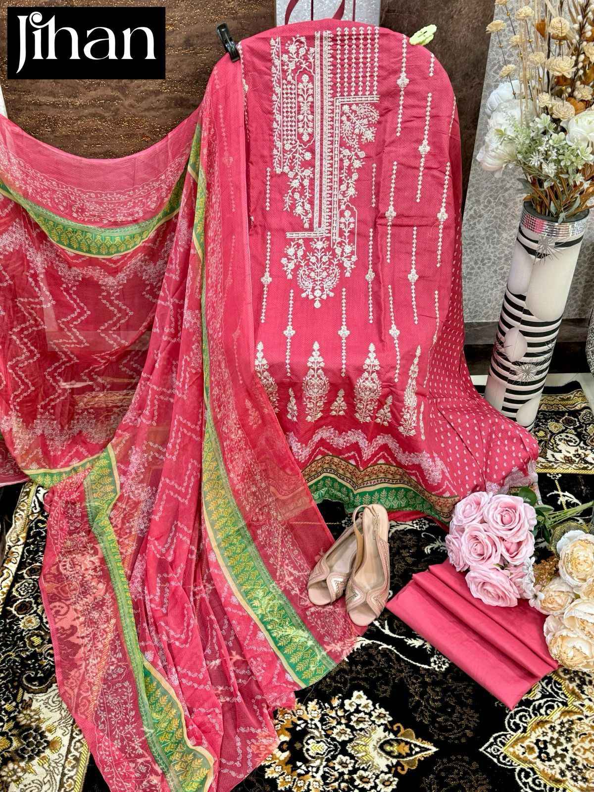 Jihan Scarlet Vol-3 Lawn Cotton Dress Material (4 pcs Catalogue)