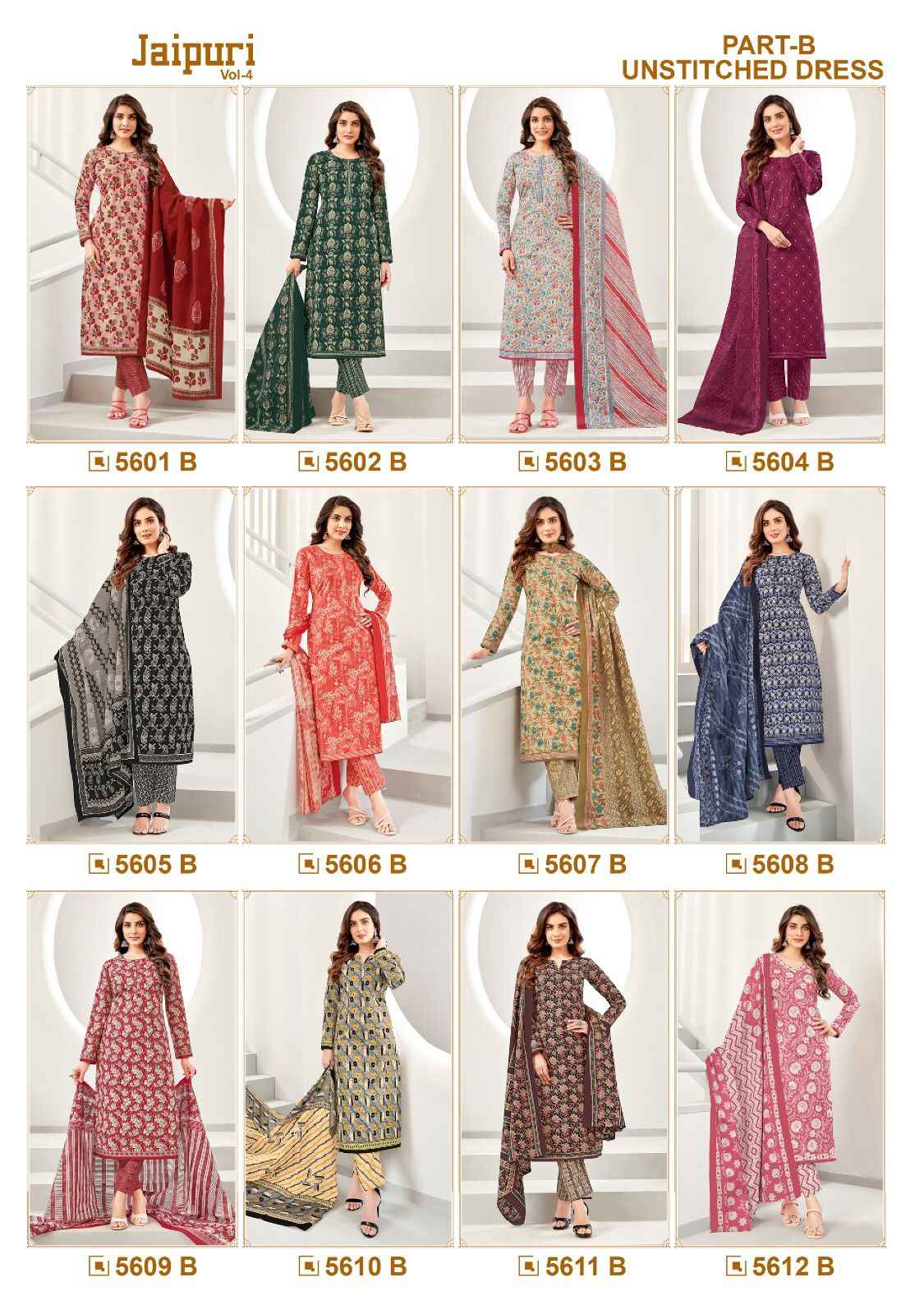  Kala Jaipuri Vol-4 Cotton Readymade Suit (12 Pc Catalog)