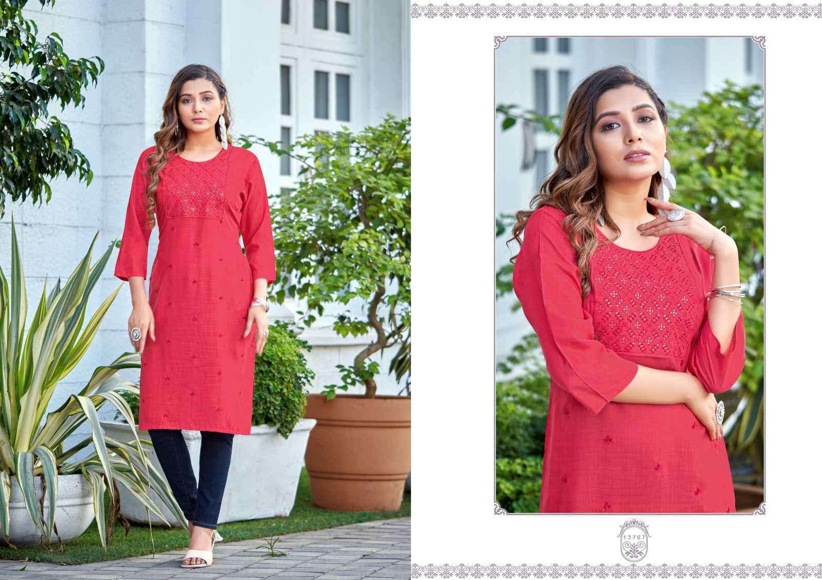 Kalaroop By Kajree Priya Rayon Straight Kurti (8 Pc Cataloug)