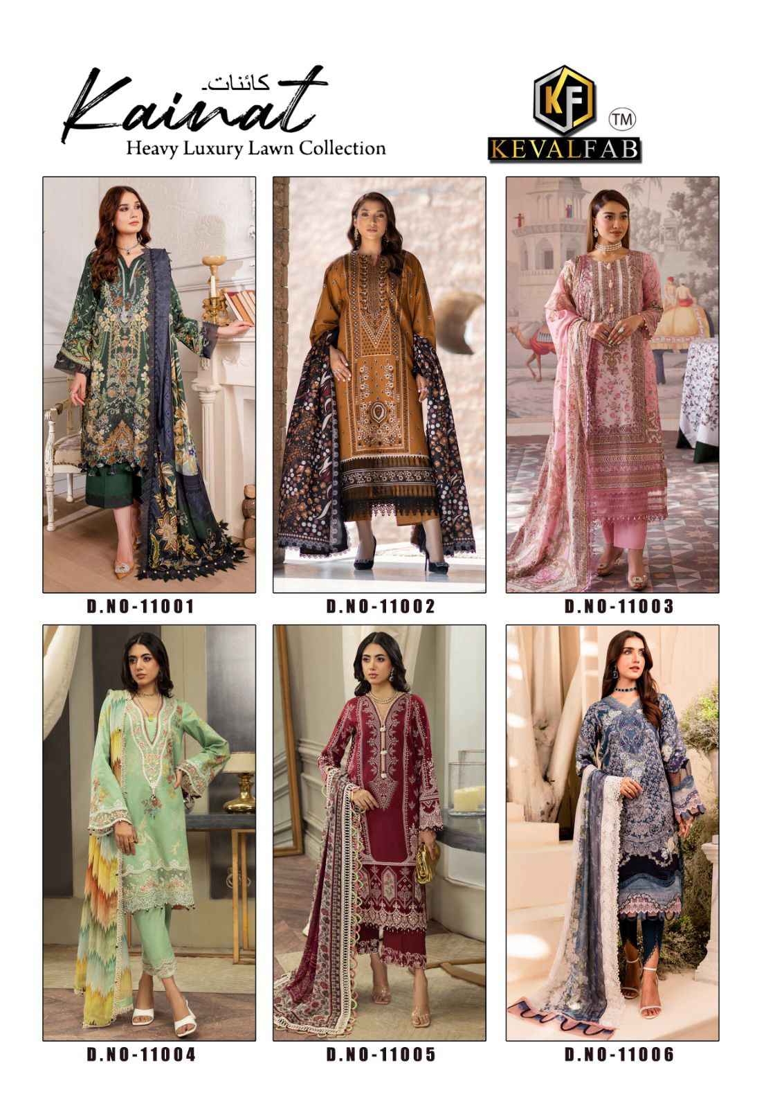 Keval Fab Kainat Vol-11 Lawn Cotton Dress Material (6 pcs Cataloge)