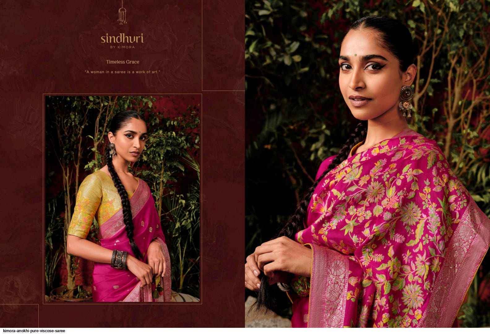 Kimora Anokhi Pure Viscose Dola Silk Saree (9 Pc Catalog)