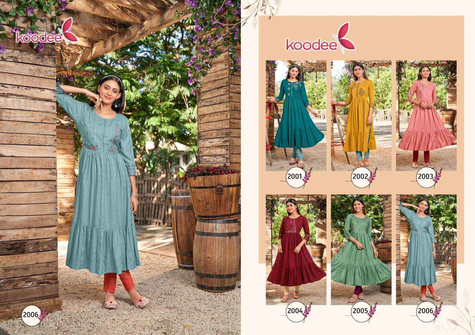 Koodee Manya Rayon Kurti 6 pcs Catalogue 