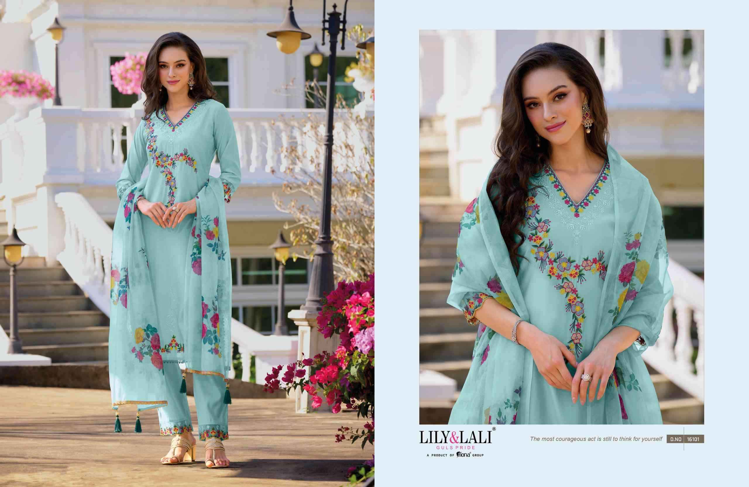 Lily And Lali Navyaa Organza Embroidered Readymade Suit (6 Pc Catalog)