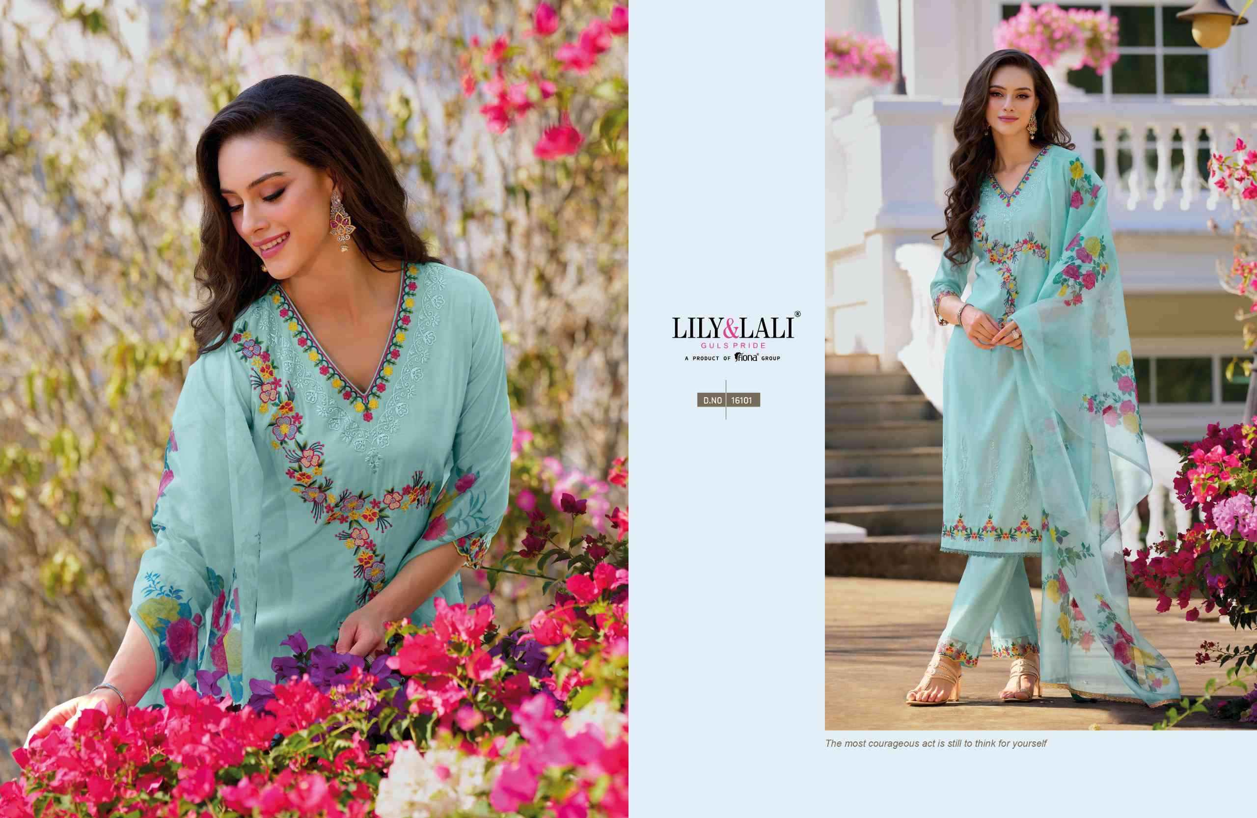 Lily And Lali Navyaa Organza Embroidered Readymade Suit (6 Pc Catalog)