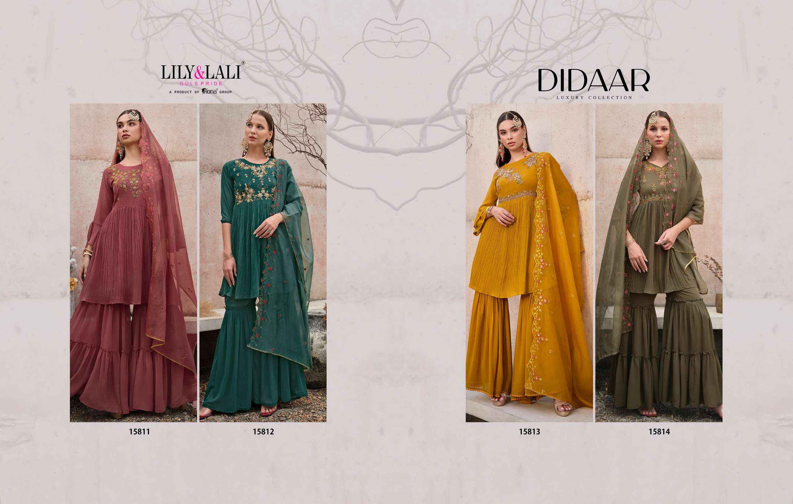 Lily & Lali Didaar Georgette Kurti Combo 4 pcs Catalogue