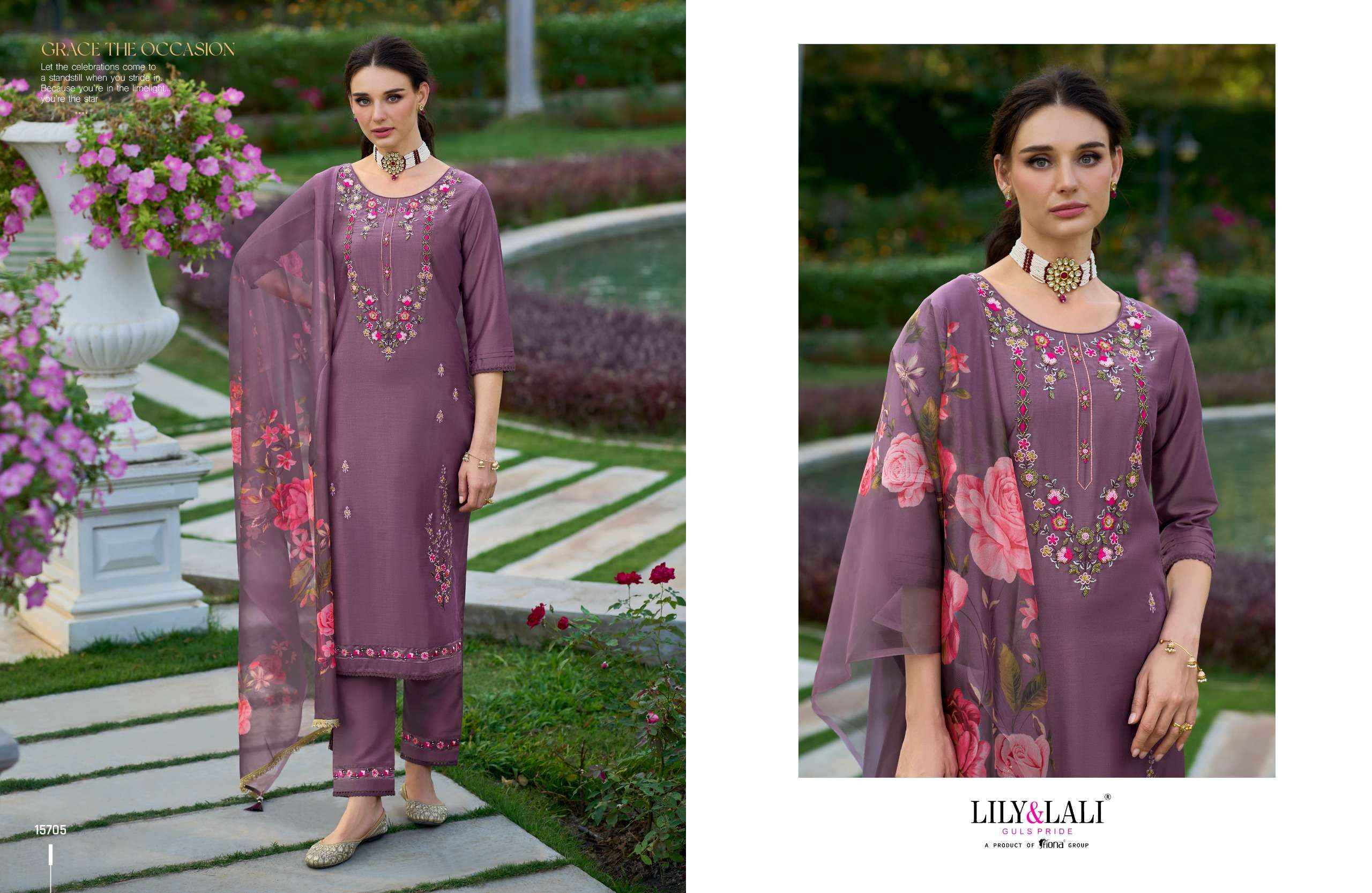 Lily & Lali Falak Readymade Organza Dress 6 pcs Catalogue