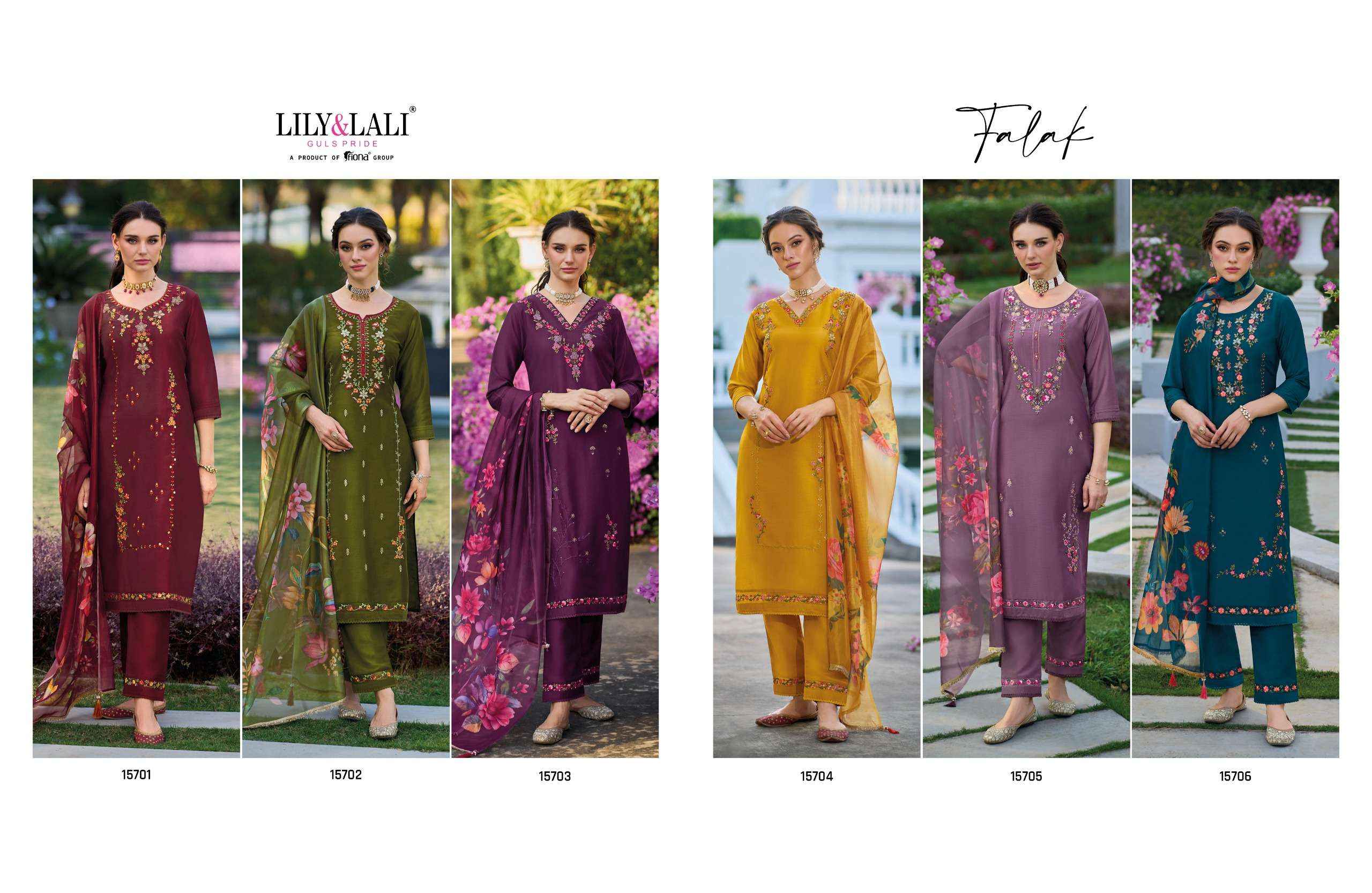 Lily & Lali Falak Readymade Organza Dress 6 pcs Catalogue