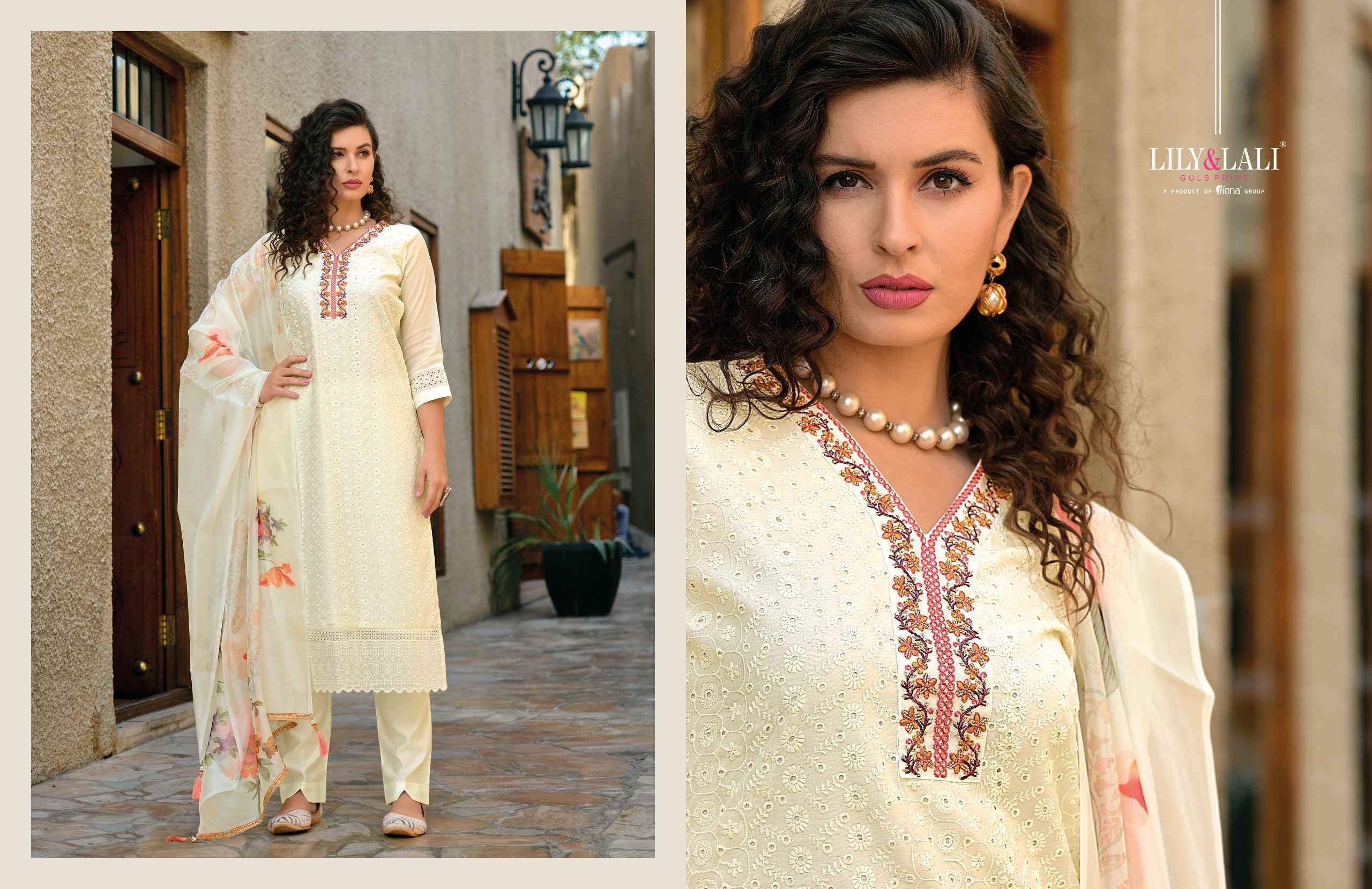 Lily & Lali White Lotus Chanderi Silk Readymade Suit (6 pcs Cataloge)