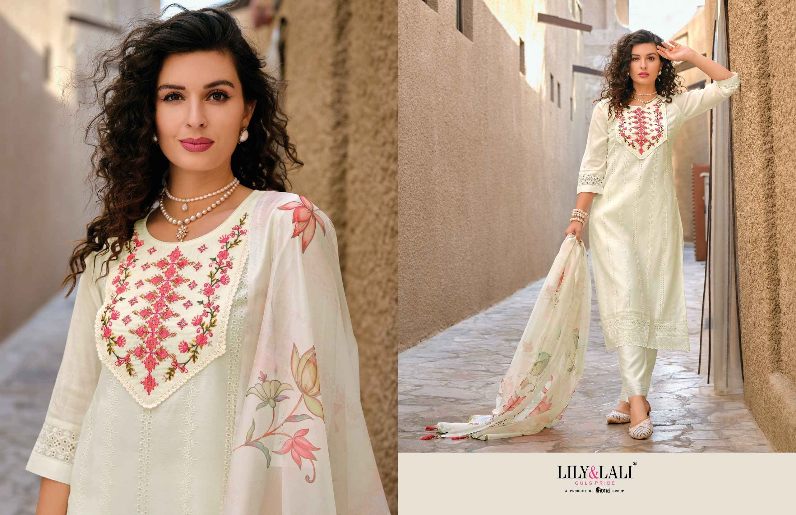 Lily & Lali White Lotus Chanderi Silk Readymade Suit (6 pcs Cataloge)