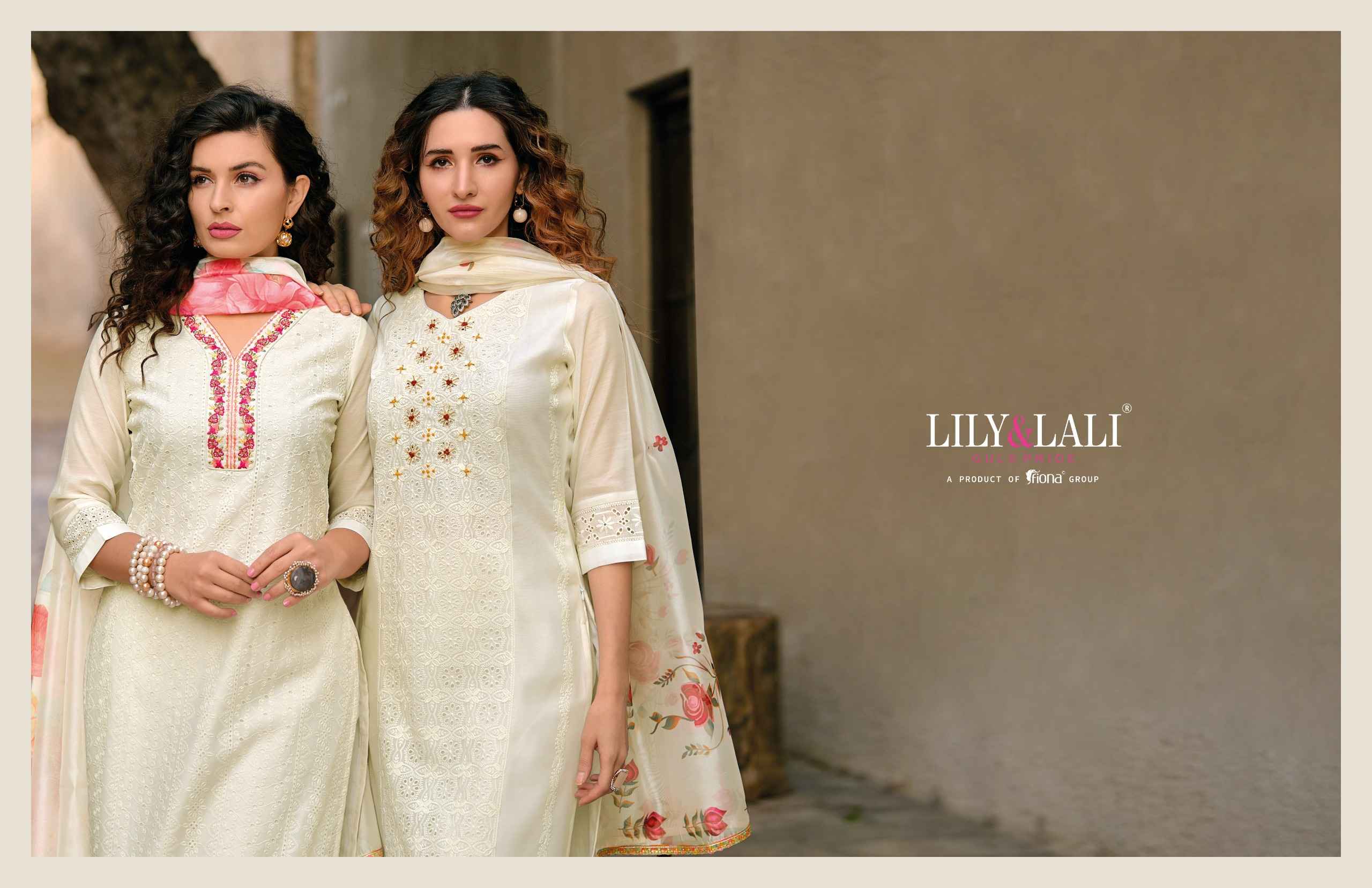 Lily & Lali White Lotus Chanderi Silk Readymade Suit (6 pcs Cataloge)