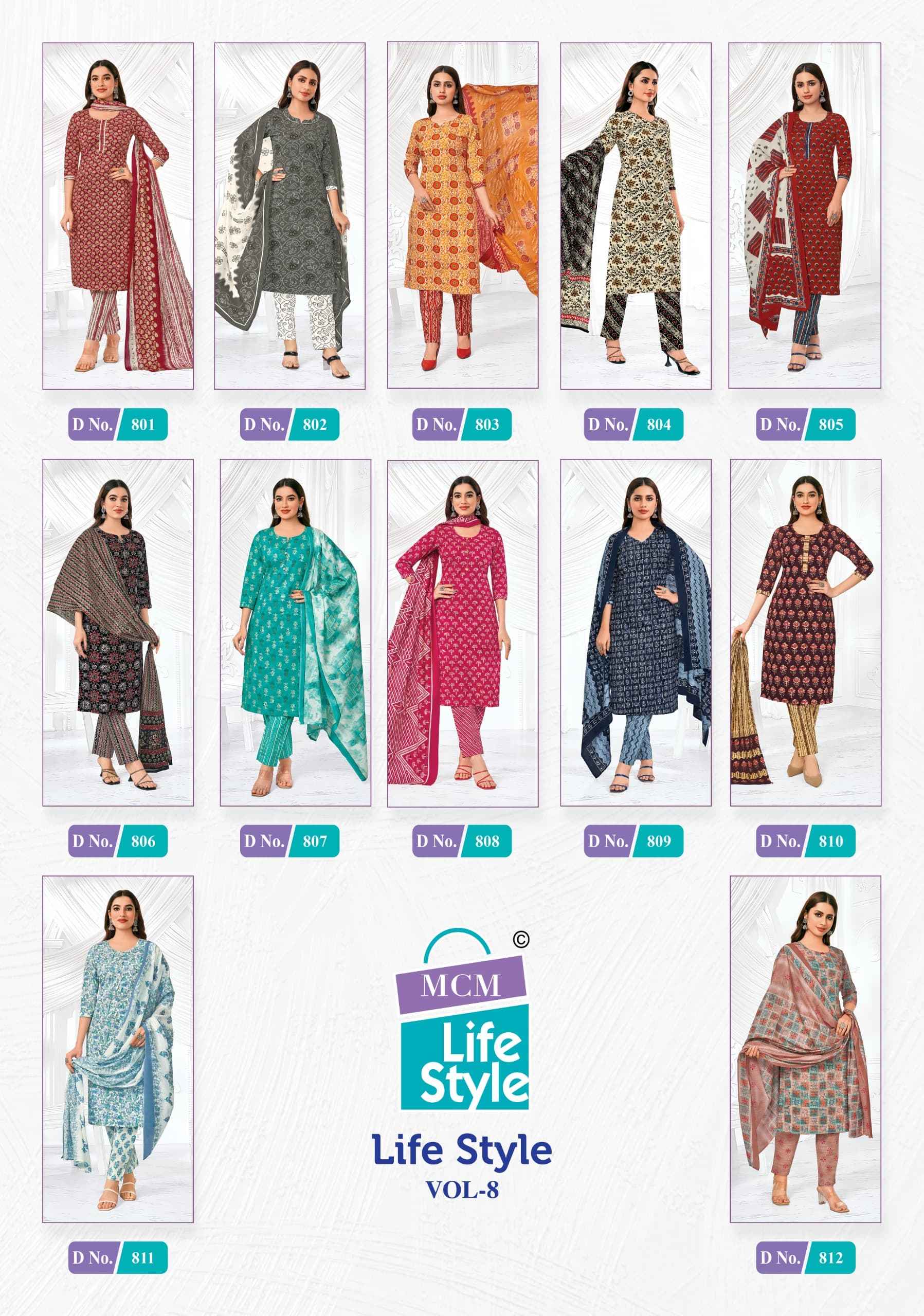 Mcm Life Style Vol-8 Cotton Dress Material (12 Pc Catalog)