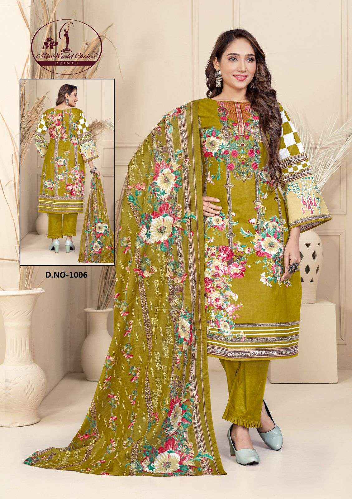 Miss World Choice Mahenoor Lawn Cotton Dress Material 8 pcs Catalogue