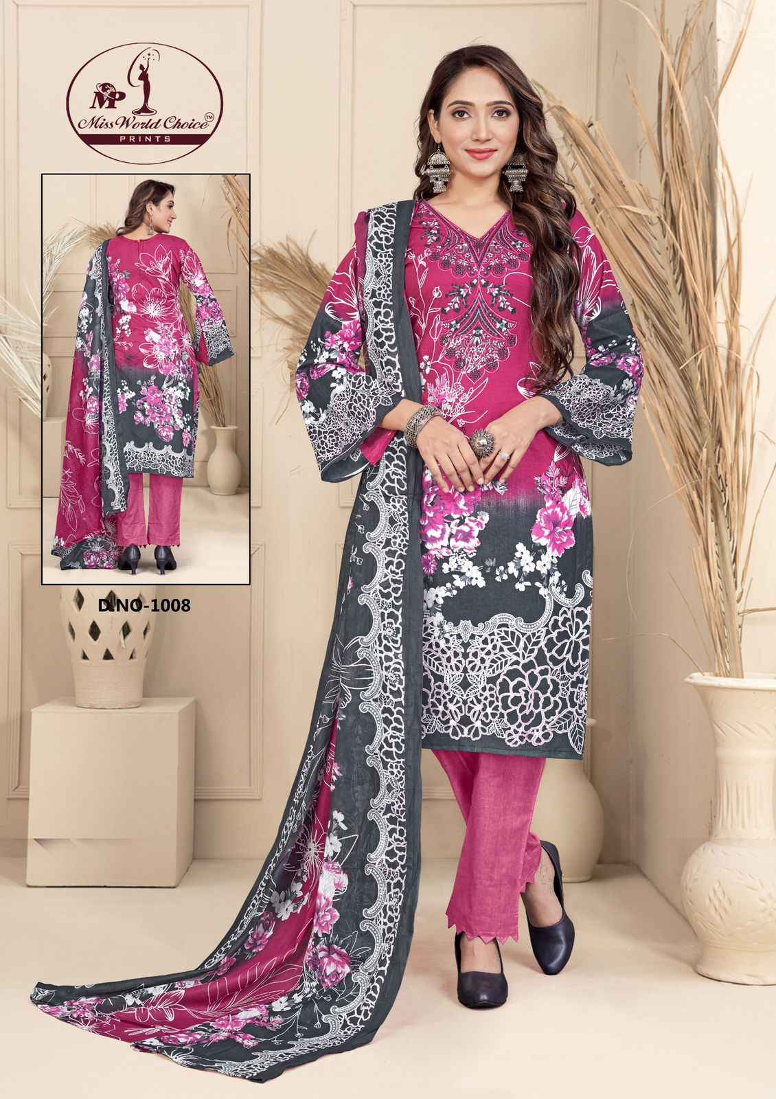 Missworld Choice Print Mahenoor Luxury Lawn Dress Material (8 Pc Catalog)