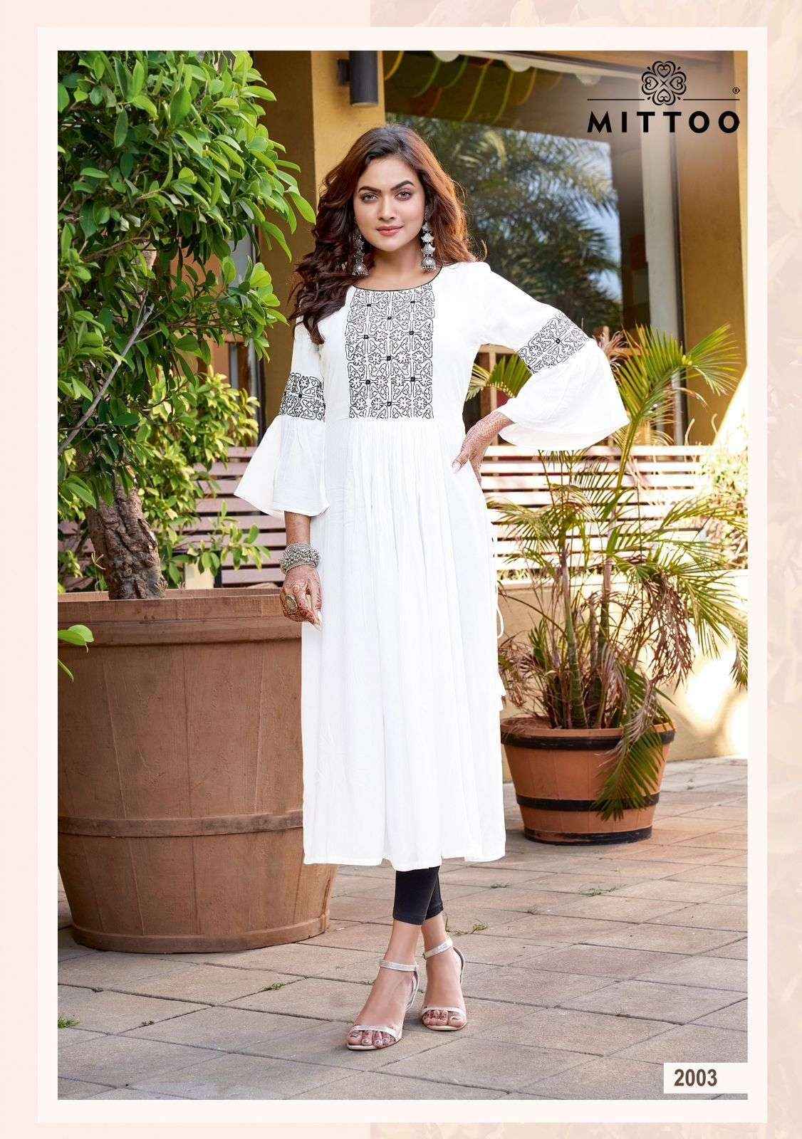 BUTTON BY MITTOO 4036 TO 4043 SERIES STYLISH COLORFUL FANCY BEAUTIFUL  CASUAL WEAR & ETHNIC WEAR RAYON EMBROIDERED KURTIS AT WHOLESALE PRICE