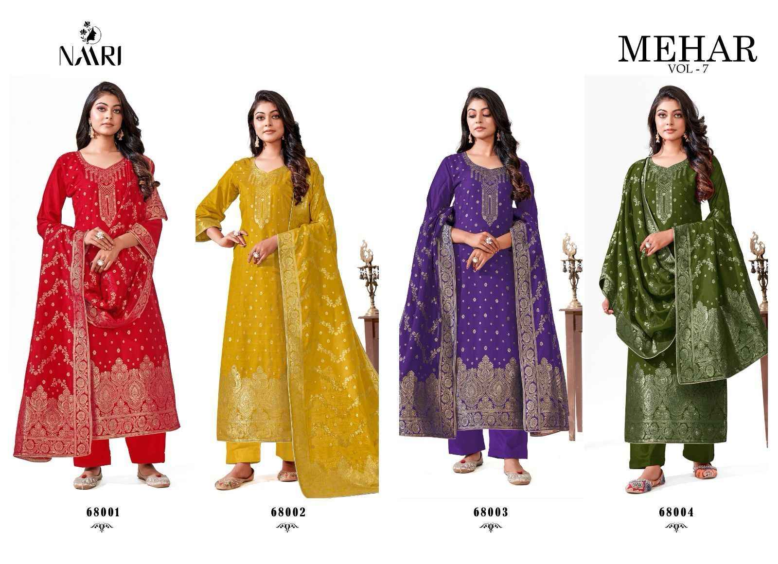 Naari Mehar Vol 7 Muslin Dress Material 4 pcs Catalogue