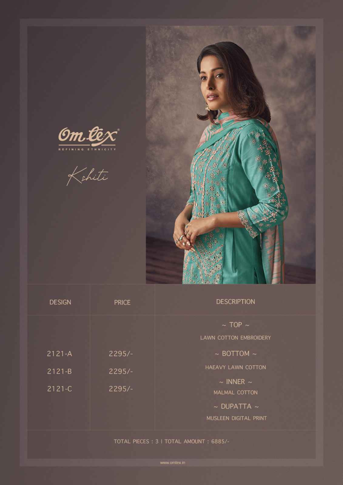 Omtex Kshiti Lawn Cotton Dress Material (3 Pc Catalog)
