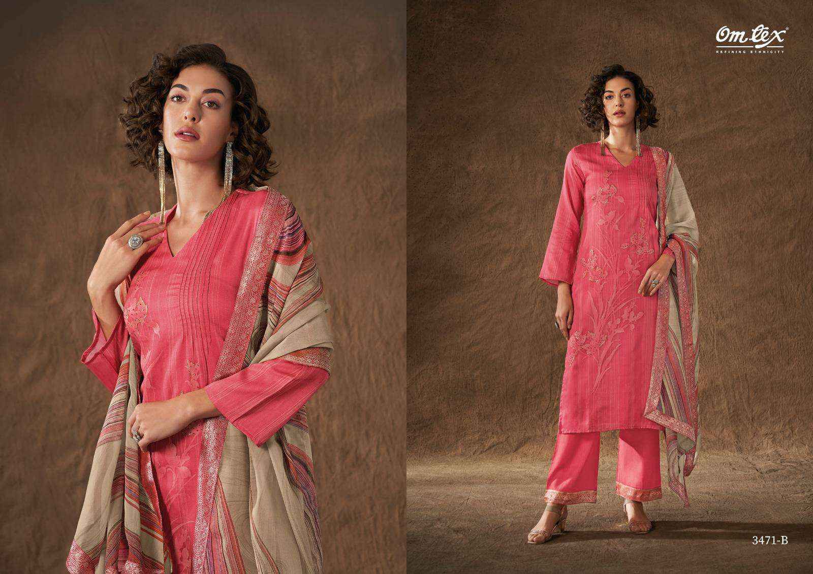 Omtex Shreya Canvas Satin Dress Material (4 Pc Catalog)