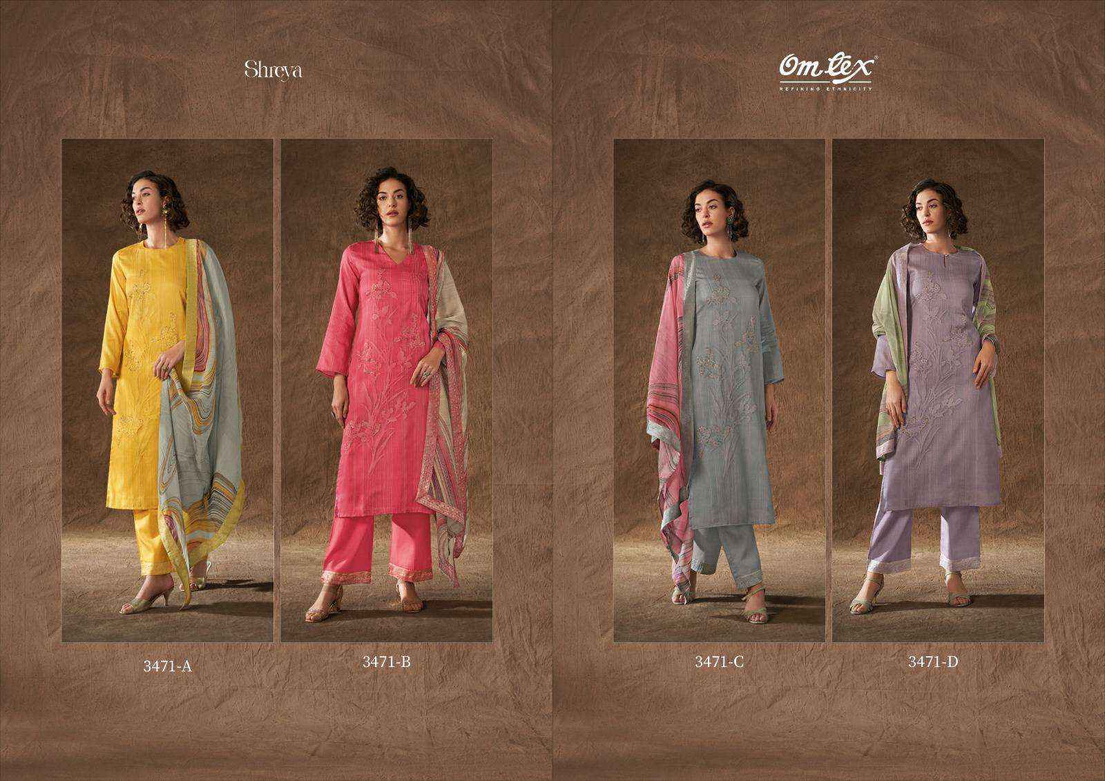 Omtex Shreya Canvas Satin Dress Material (4 Pc Catalog)