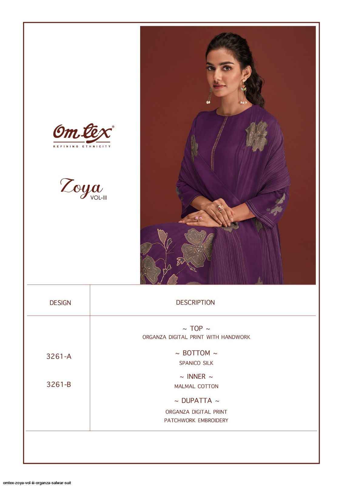 Omtex Zoya Vol III Organza Dress Material 2 pcs Catalogue