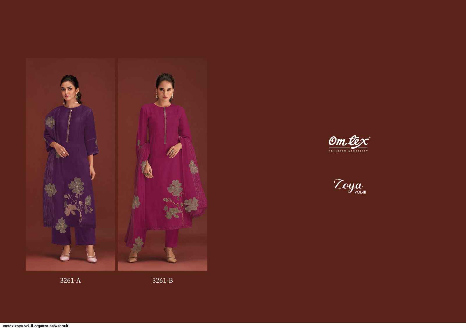 Omtex Zoya Vol III Organza Dress Material 2 pcs Catalogue