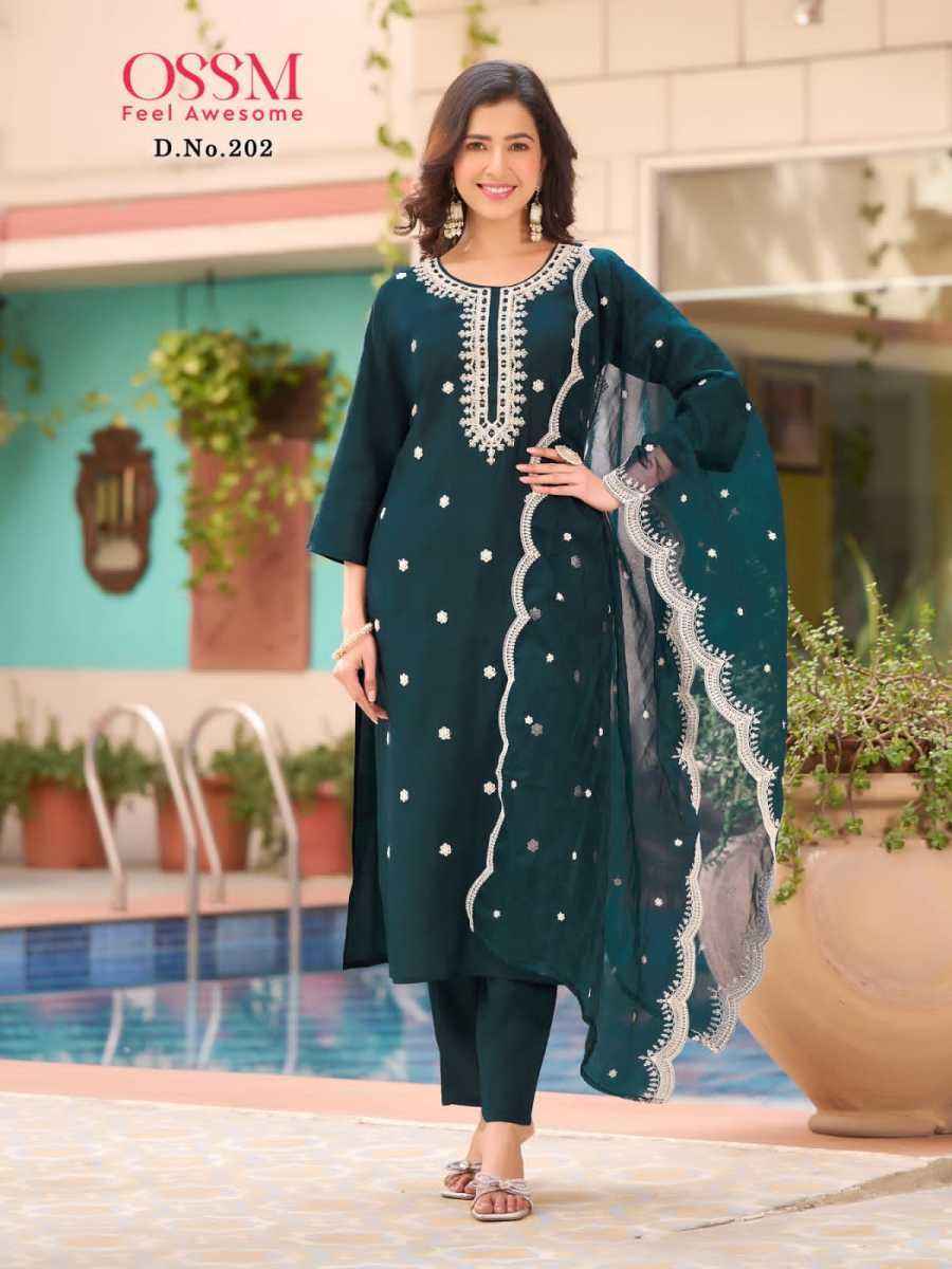 Ossm Festive Stories Vol 2 Viscose Roman Silk Kurti Combo 6 pcs Catalogue