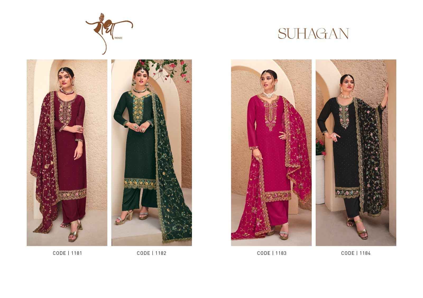 Radha Suhagan Georgette Dress Material 4 pcs Catalogue