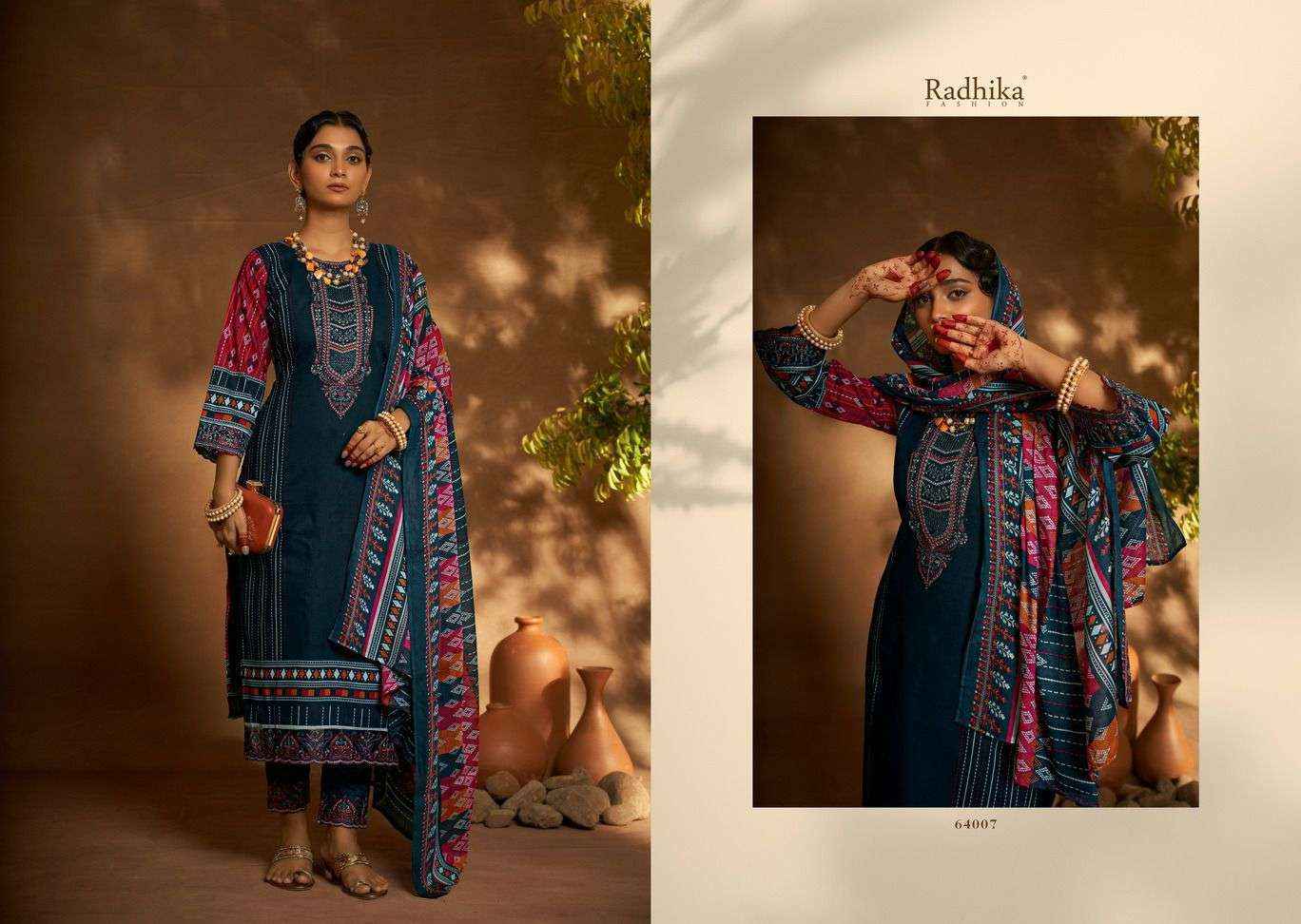 Radhika Azara Mehndi Cambric Cotton Dress Material (8 Pc Catalog)