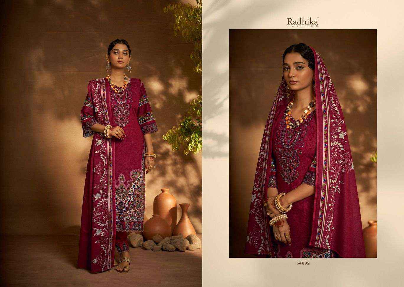 Radhika Azara Mehndi Cambric Cotton Dress Material (8 Pc Catalog)