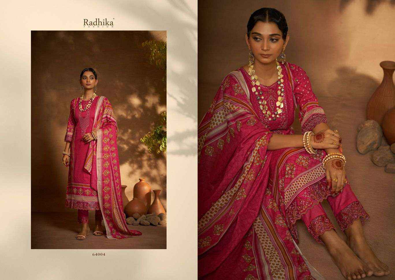 Radhika Azara Mehndi Cambric Cotton Dress Material (8 Pc Catalog)