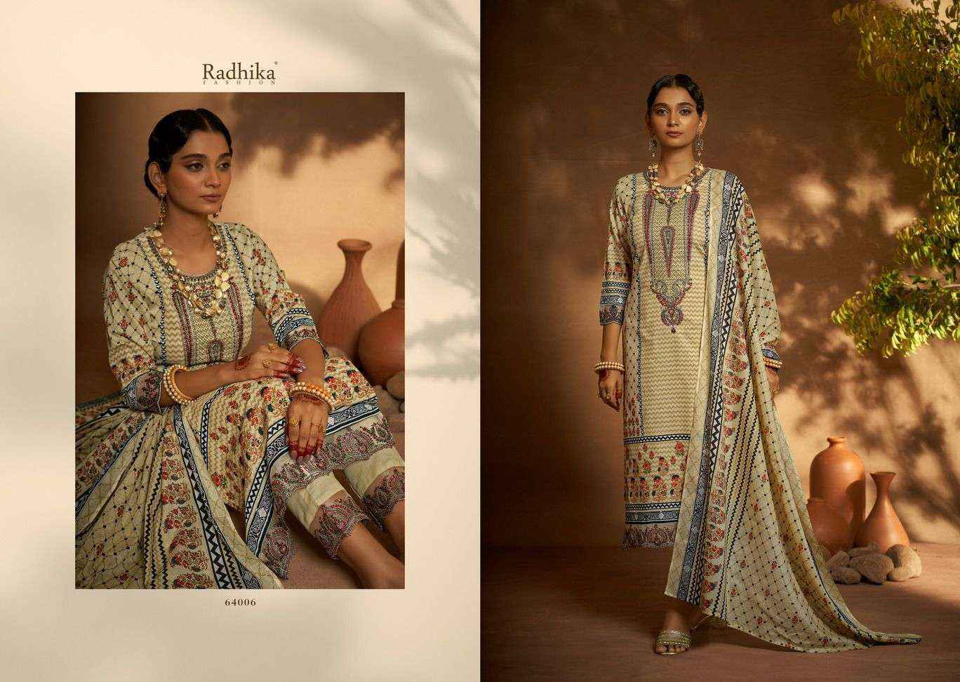 Radhika Azara Mehndi Cambric Cotton Dress Material (8 Pc Catalog)