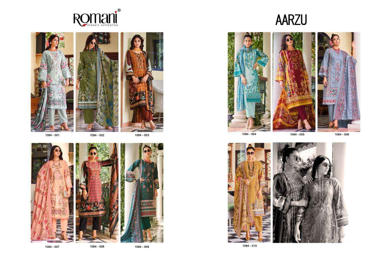 Romani Aarzu Cotton Dress Material 10 pcs Catalogue