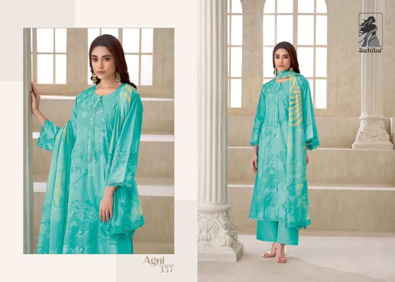 Sahiba Agni Pure Cotton Lawn Print Dress Material (7 Pc Catalog)