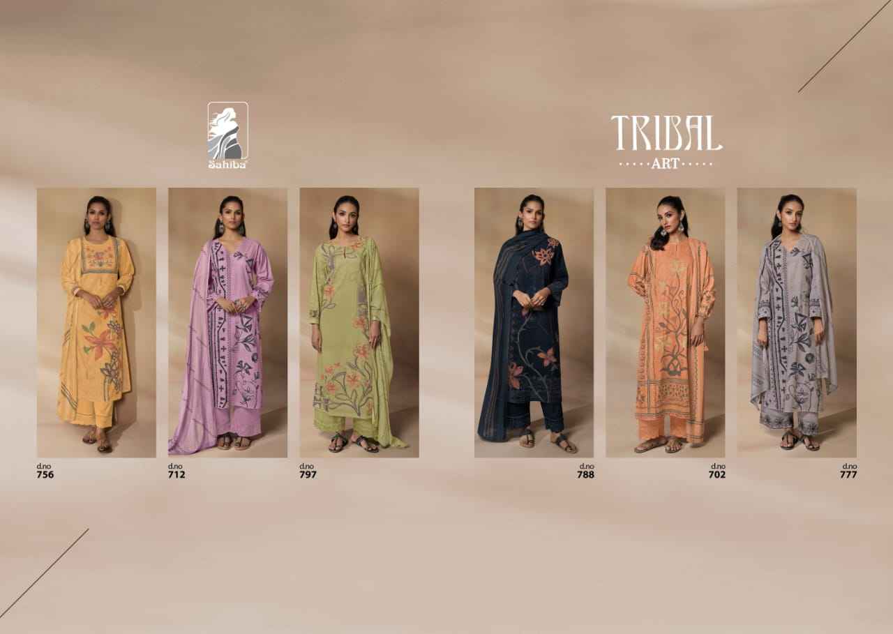 Sahiba Tribal Arts Moscos Cotton Dress Material (6 Pc Catalog)