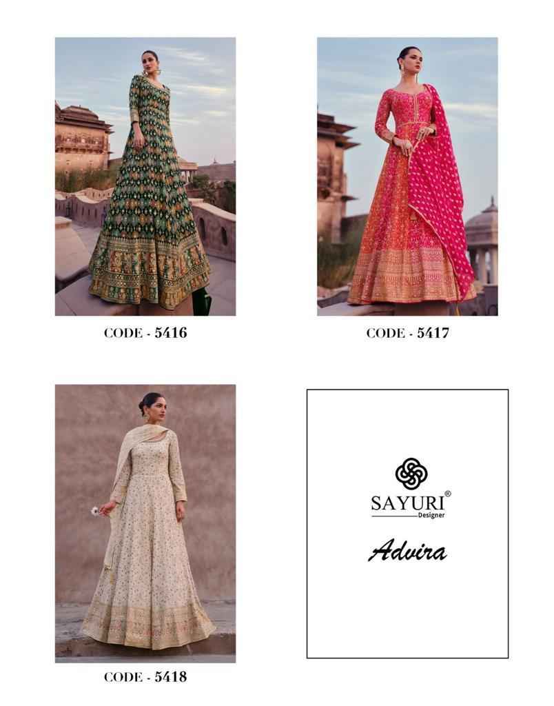 Sayuri Designer Advira Readymade Georgette Dress 3 pcs Catalogue
