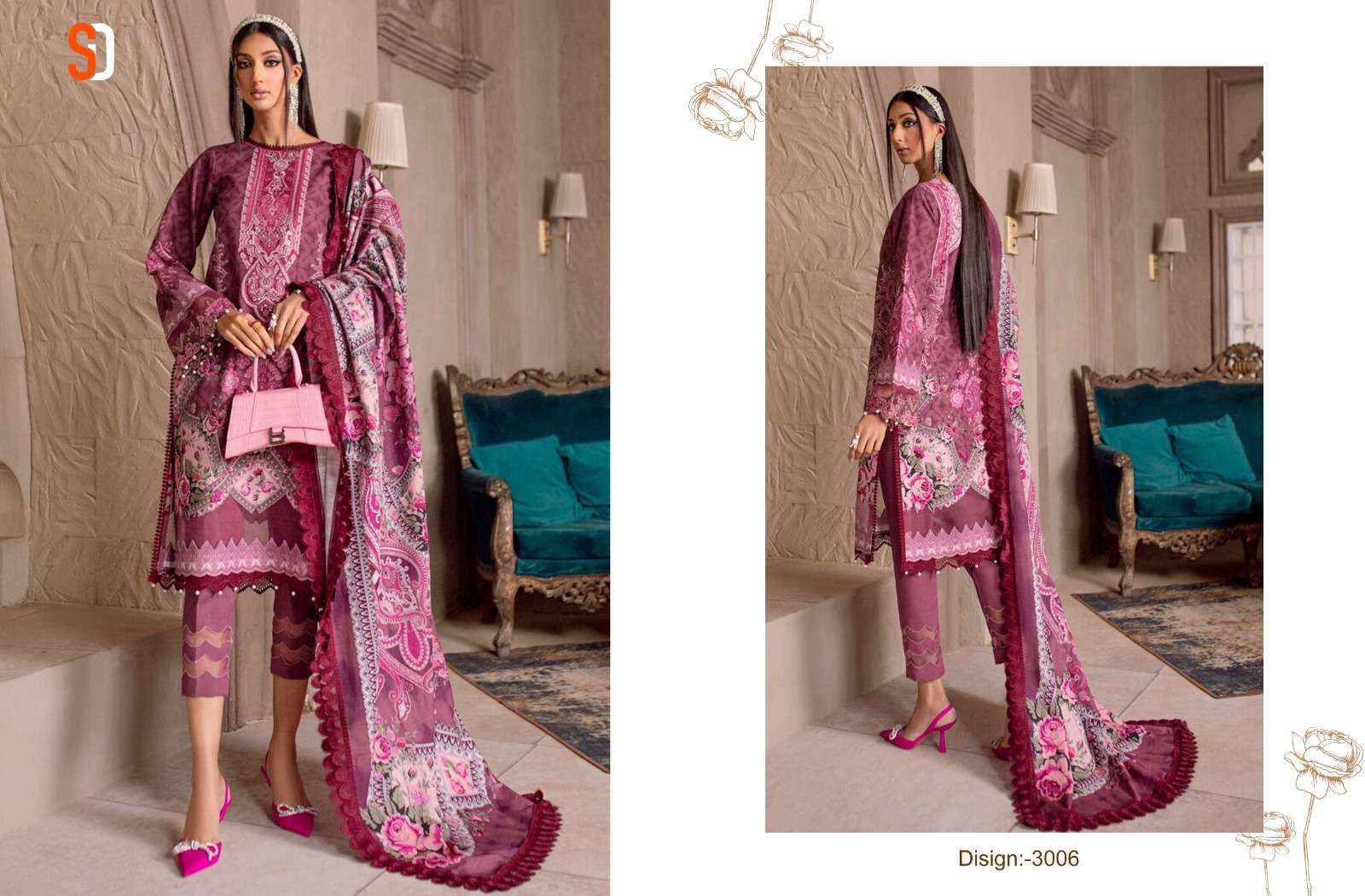 Sharaddha Designer Cheveron Vol 3 Lawn Cotton Dress Material 6 pcs Catalogue