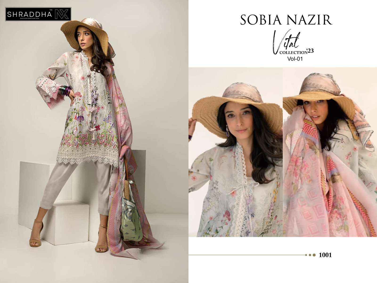 Shraddha Nx Sobia Nazir Vital Vol 1 Lawn Cotton Dress Material 4 pcs Catalogue