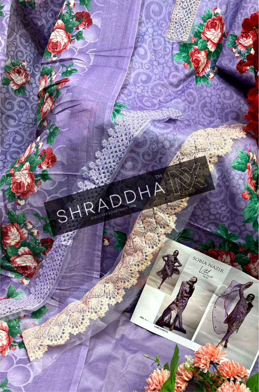 Shraddha Nx Sobia Nazir Vital Vol 1 Lawn Cotton Dress Material 4 pcs Catalogue