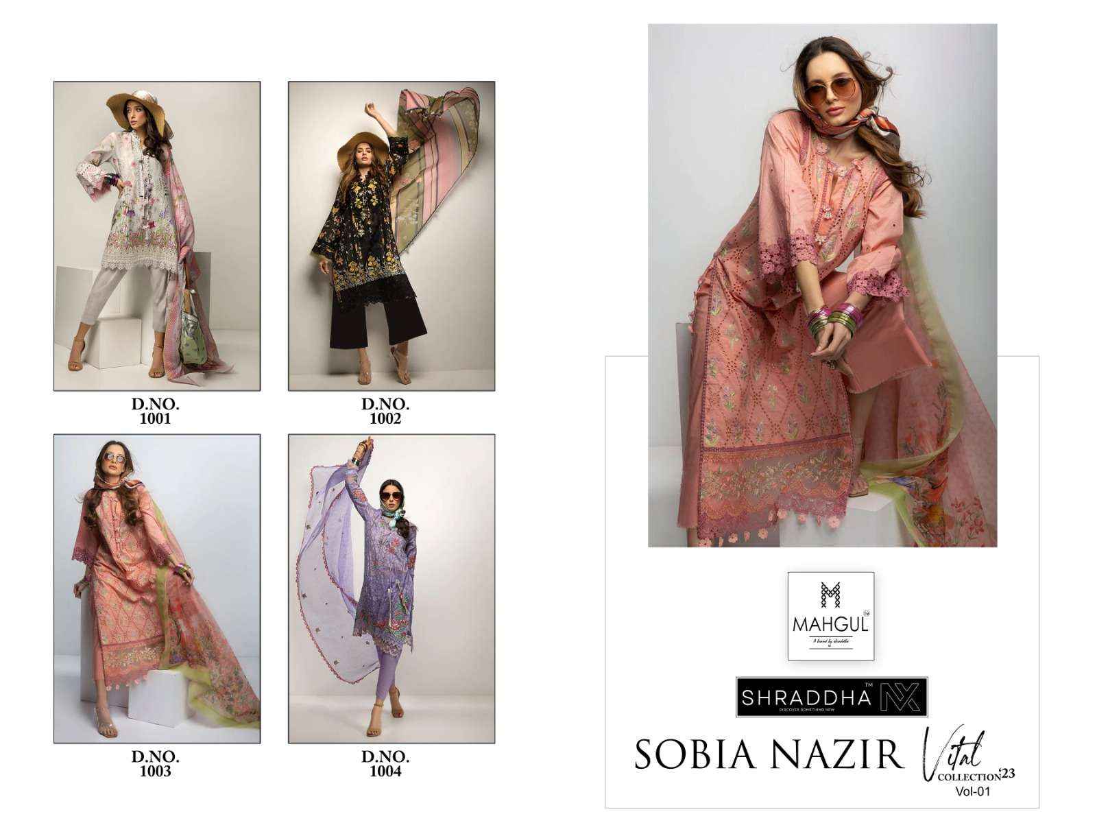 Shraddha Nx Sobia Nazir Vital Vol 1 Lawn Cotton Dress Material 4 pcs Catalogue