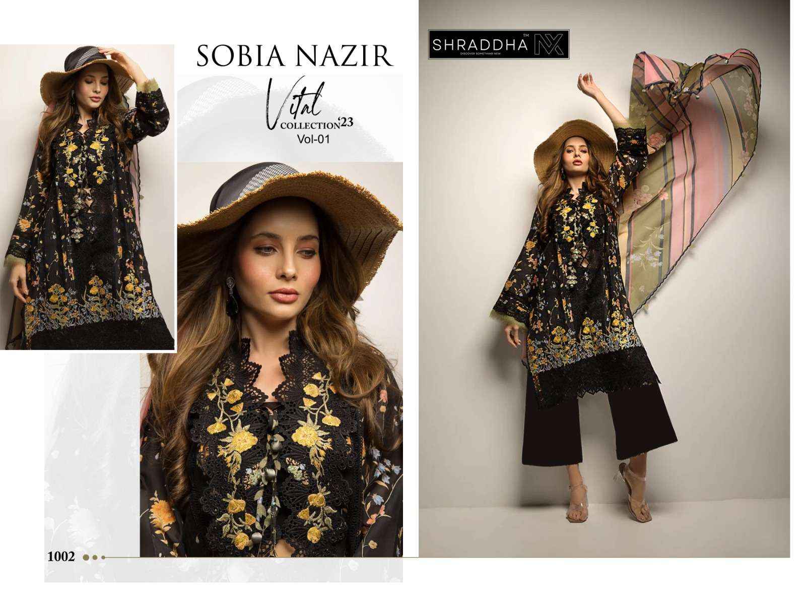 Shraddha Nx Sobia Nazir Vital Vol 1 Lawn Cotton Dress Material 4 pcs Catalogue