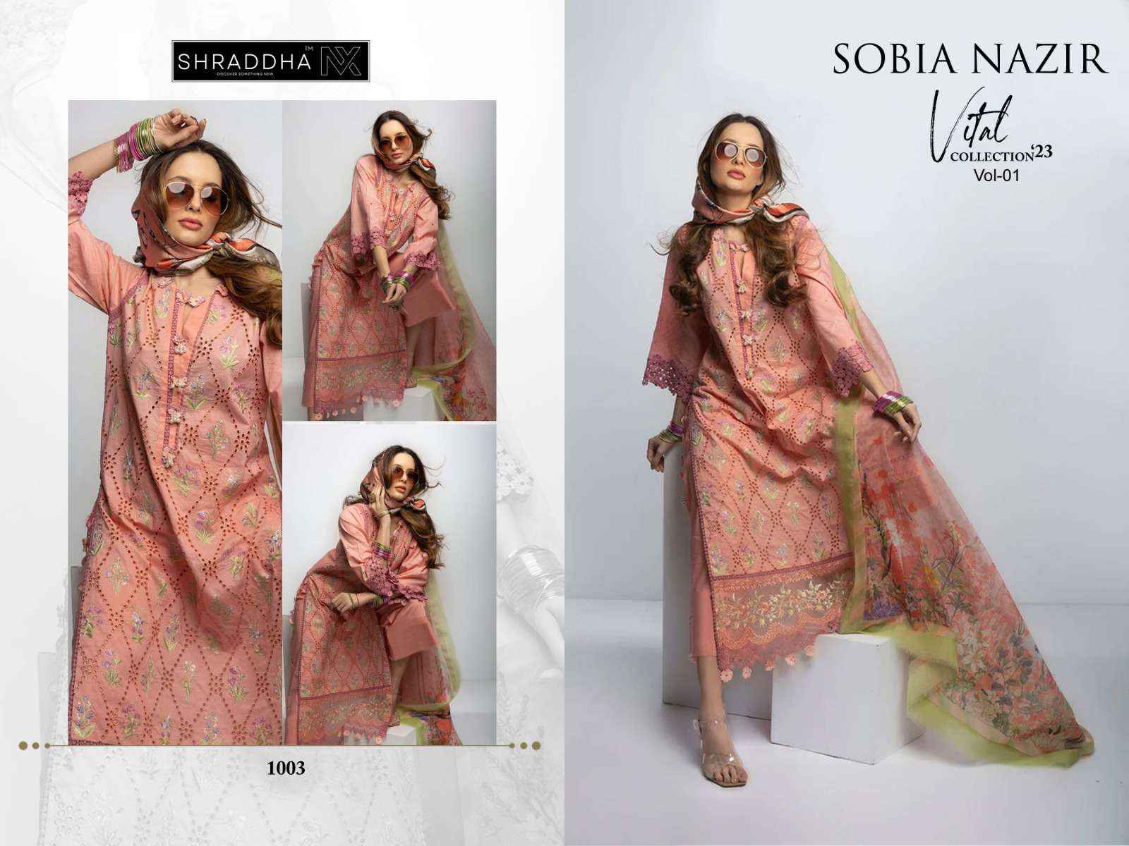 Shraddha Nx Sobia Nazir Vital Vol 1 Lawn Cotton Dress Material 4 pcs Catalogue