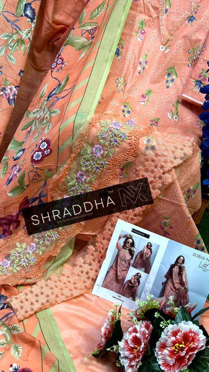 Shraddha Nx Sobia Nazir Vital Vol 1 Lawn Cotton Dress Material 4 pcs Catalogue