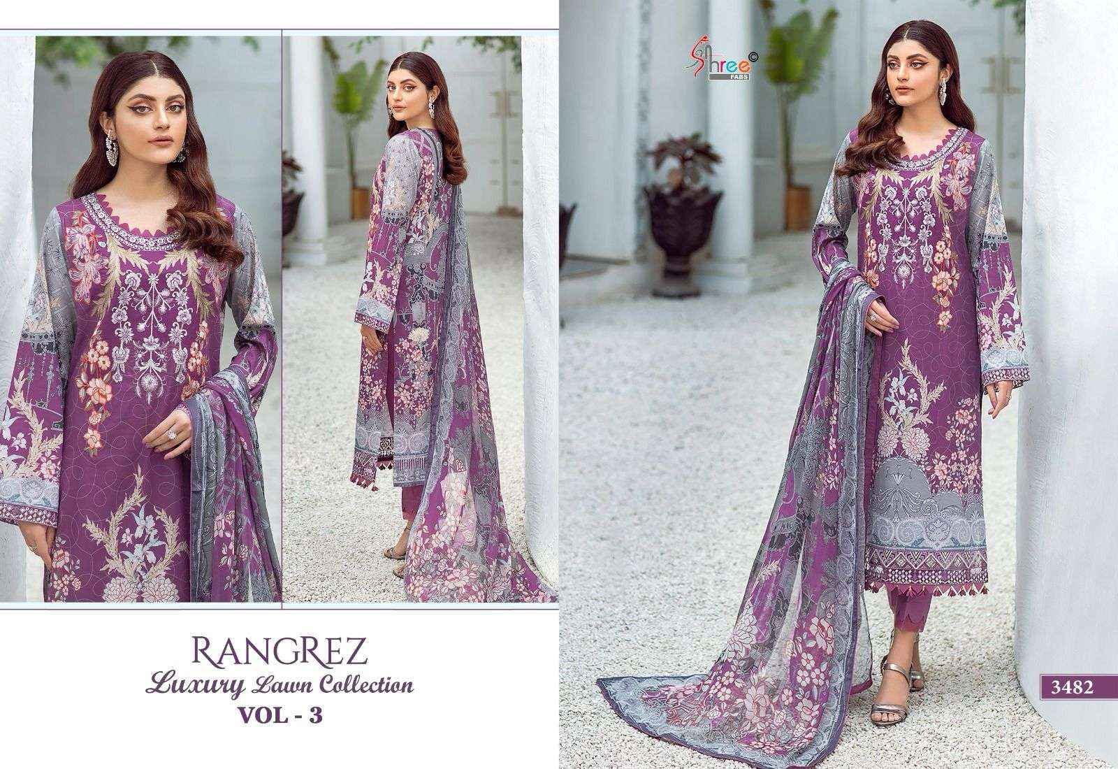 Shree Fabs Rangrez Luxcury Lawn Collection Vol 3 Cotton Dress Material 4 pcs Catalogue