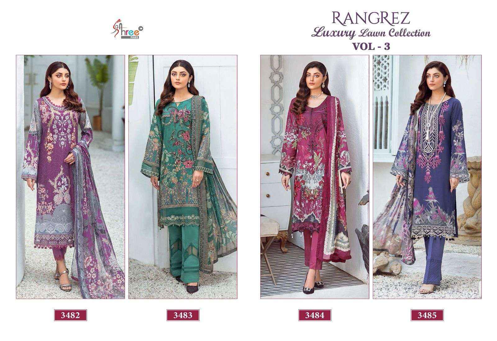 Shree Fabs Rangrez Luxcury Lawn Collection Vol 3 Cotton Dress Material 4 pcs Catalogue