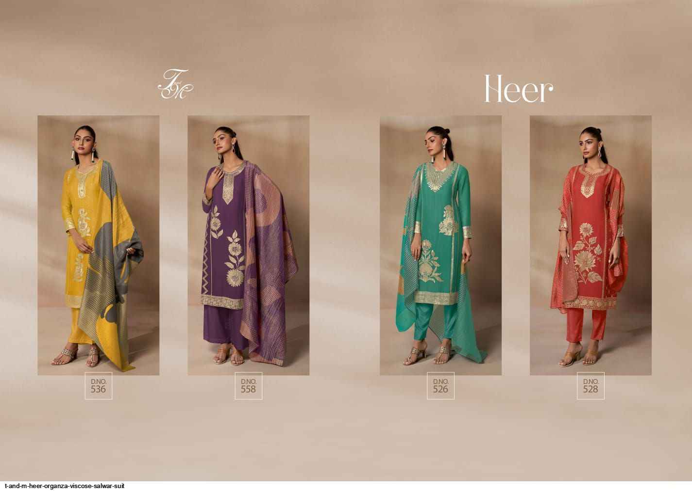 T and M Heer Viscose Dress Material 4 pcs Catalogue